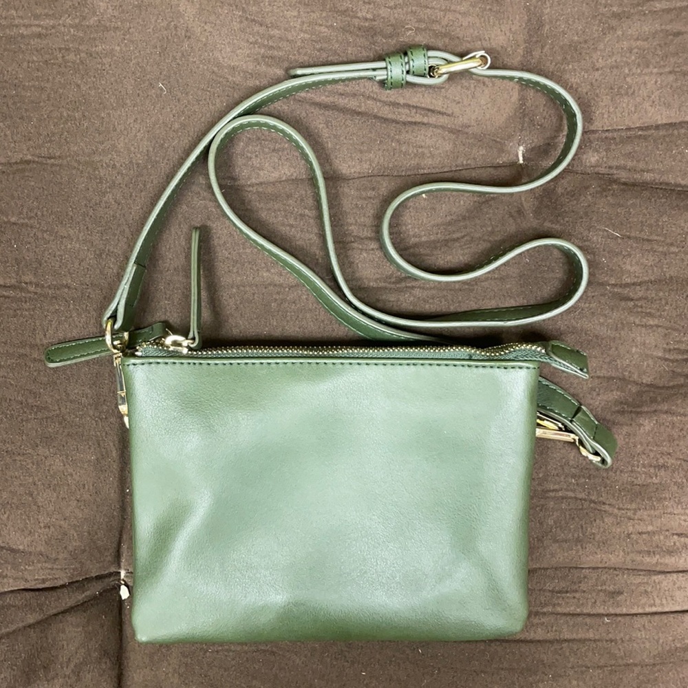Green Faux Leather Crossbody